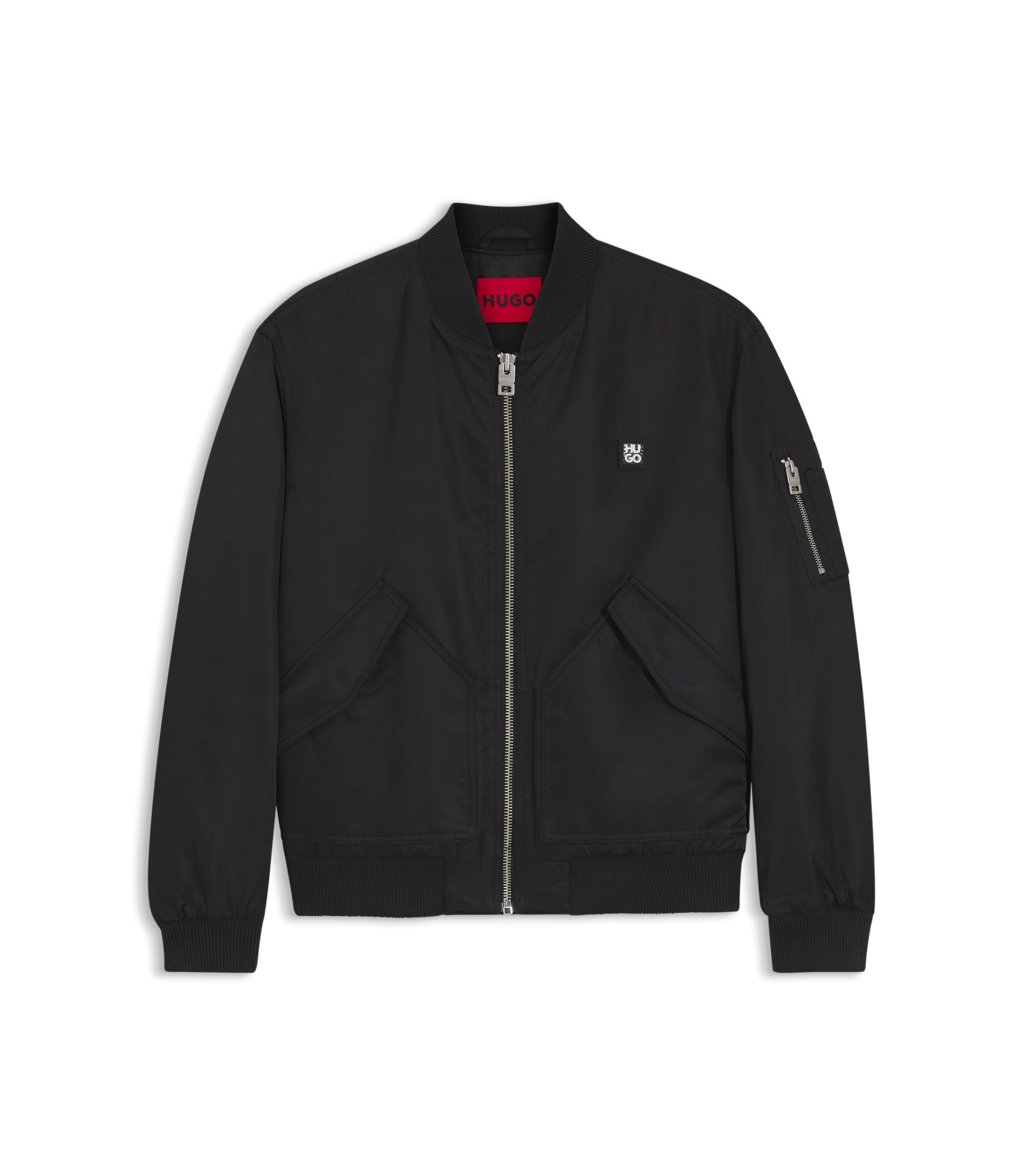 HUGO - Stacked-logo bomber jacket with water-repellent finish - Black