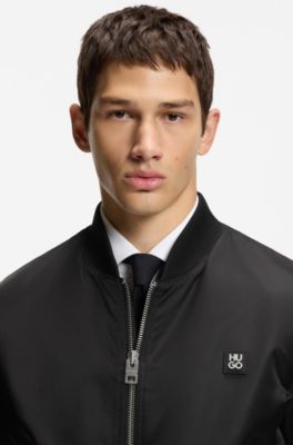 Stacked-logo bomber jacket with water-repellent finish, Black
