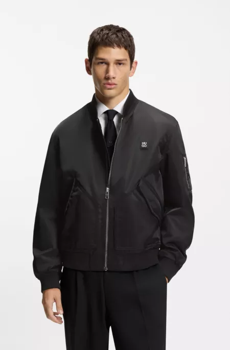 Stacked-logo bomber jacket with water-repellent finish