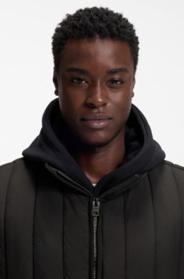 Gilet &agrave; matelassage vertical avec d&eacute;tail de logo, Noir