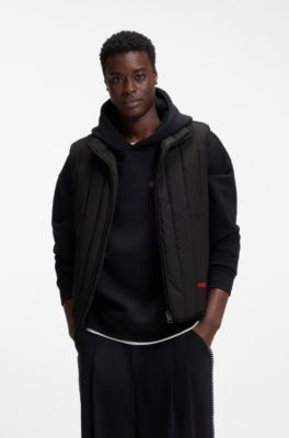 Gilet &agrave; matelassage vertical avec d&eacute;tail de logo, Noir