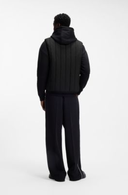 Gilet &agrave; matelassage vertical avec d&eacute;tail de logo, Noir