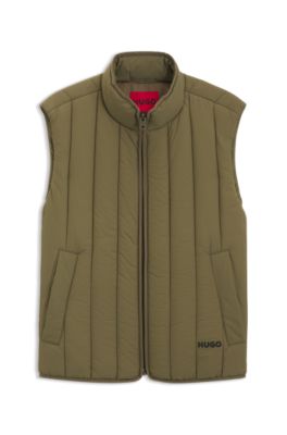 Lightweight gilet with vertical quilting, Light Green