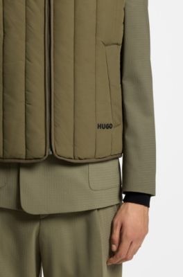 Lightweight gilet with vertical quilting, Light Green