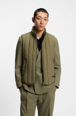 Lightweight gilet with vertical quilting, Light Green