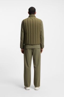 Lightweight gilet with vertical quilting, Light Green