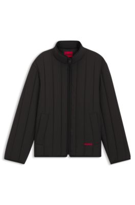 Chaqueta guateada con detalle de logo, Negro
