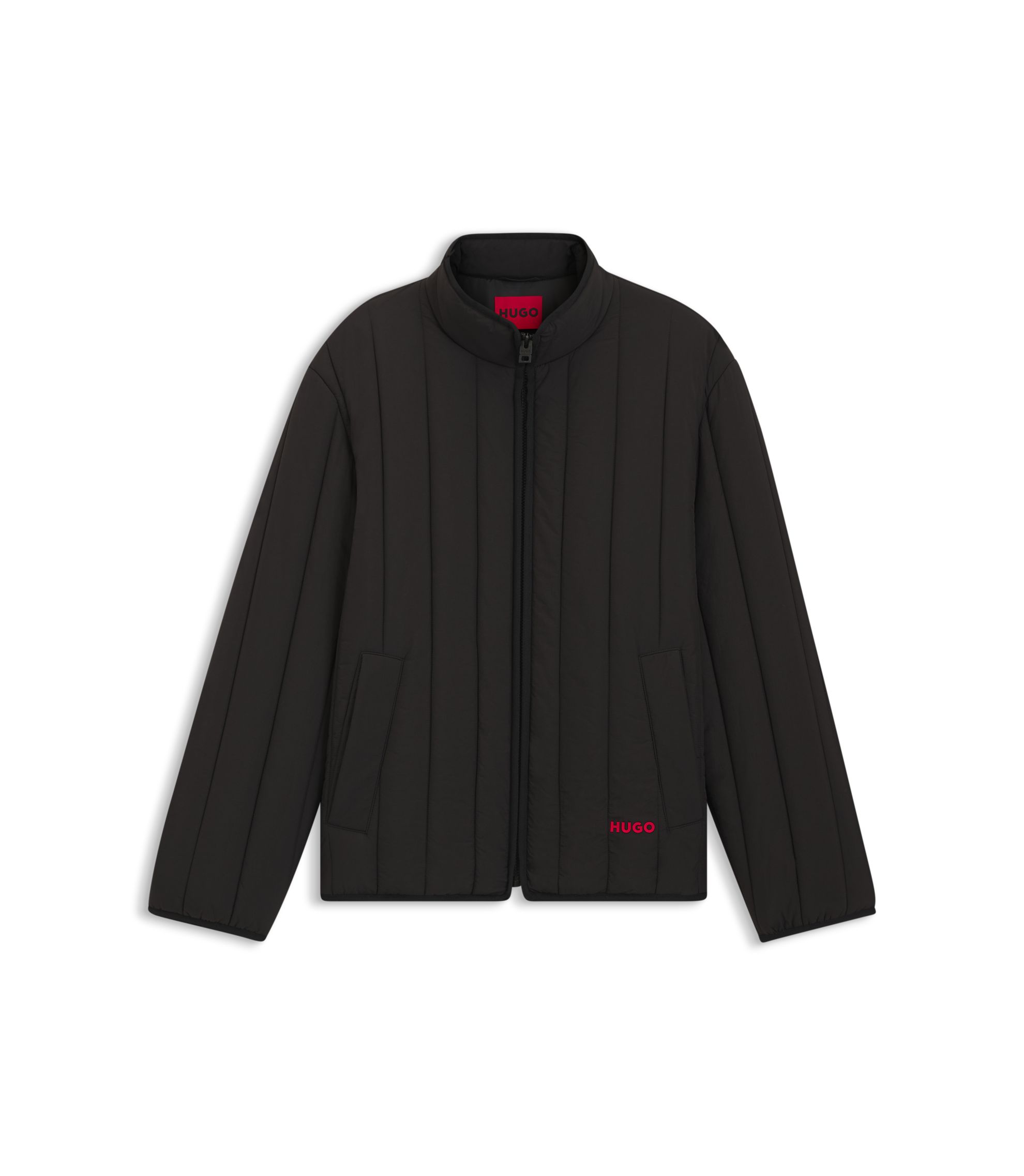 HUGO - Logo-detail jacket with quilting - Black
