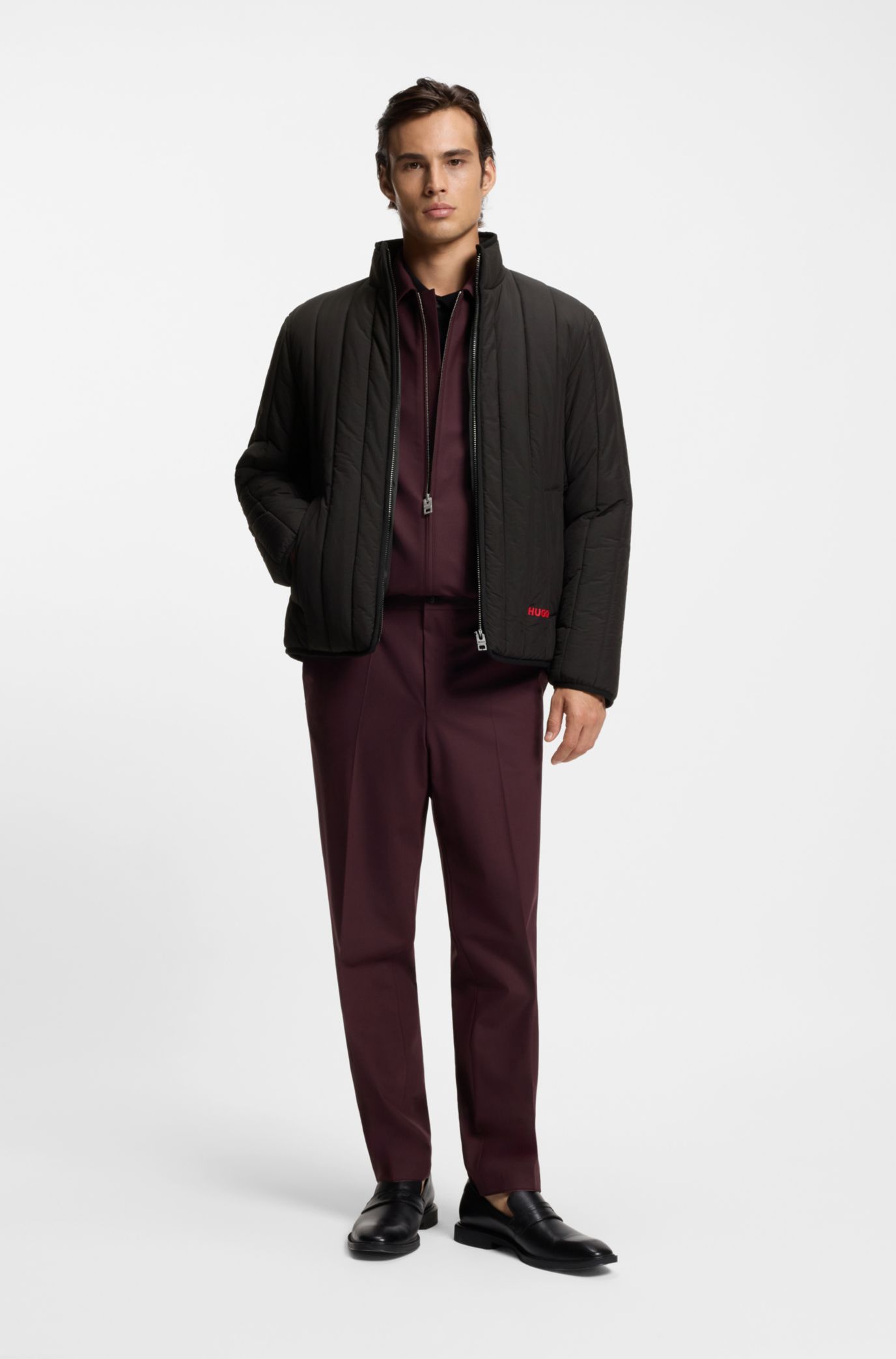 HUGO - Logo-detail jacket with quilting - Black