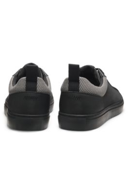 Mesh-collar trainers in faux nubuck, Black