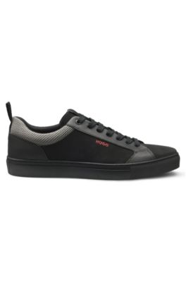 Mesh-collar trainers in faux nubuck, Black