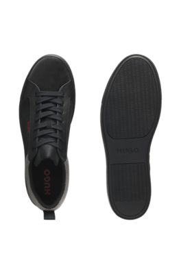Mesh-collar trainers in faux nubuck, Black