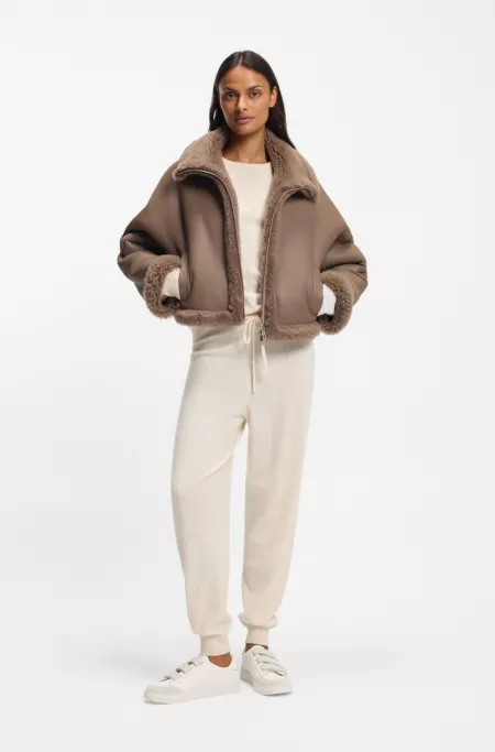 Leather trainers with suede trims