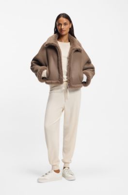 Baskets en cuir avec brides riptape en cuir su&eacute;d&eacute;, Blanc