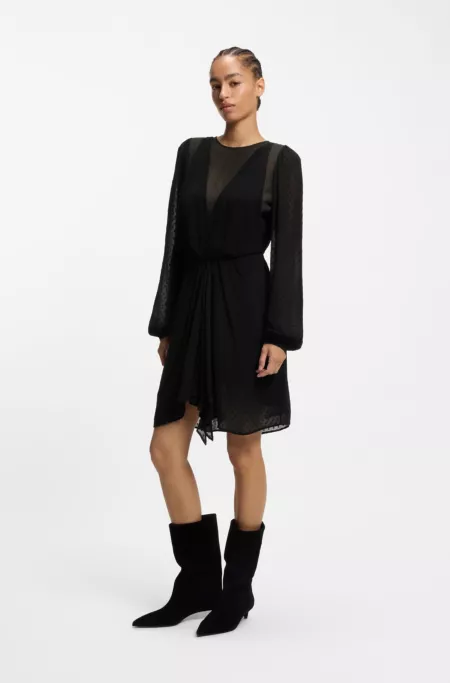 Drape-detail dress with polka dots