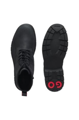 Embossed-logo half boots in leather, Black