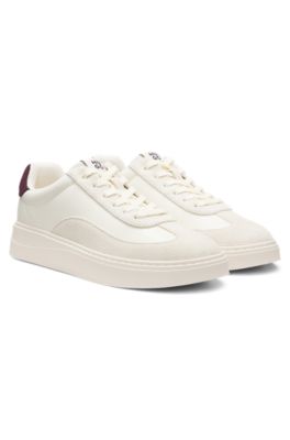 Suede-trim trainers with low profile, Light Grey