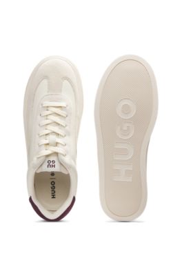 Suede-trim trainers with low profile, Light Grey