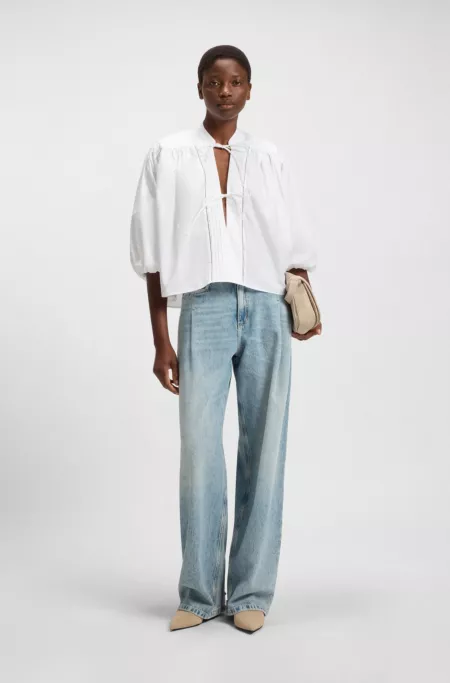 Relaxed-fit blouse in cotton poplin