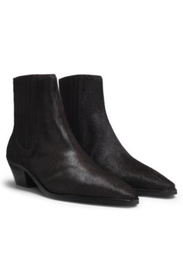 Ankle boots in pony-hair leather, Dark Purple