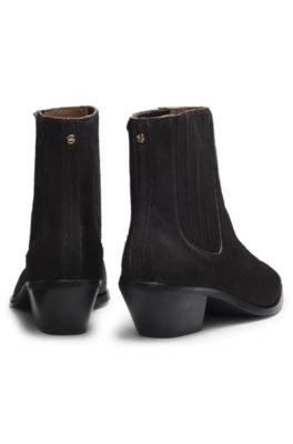Botines de piel de pelo de poni, P&uacute;rpura oscuro