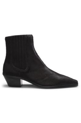 Botines de piel de pelo de poni, P&uacute;rpura oscuro