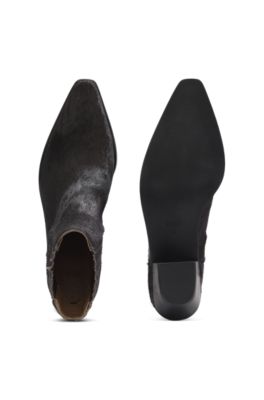 Ankle boots in pony-hair leather, Dark Purple