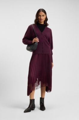 Ankle boots in pony-hair leather, Dark Purple