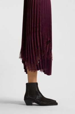 Ankle boots in pony-hair leather, Dark Purple