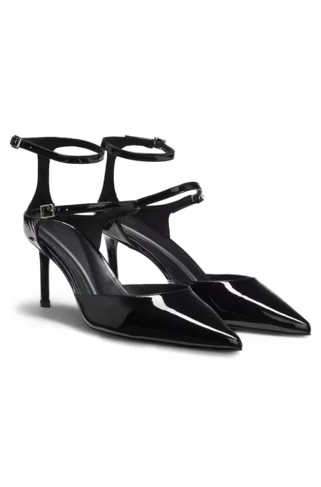 Strap-detail pumps in patent leather