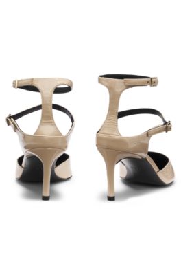 Strap-detail pumps in patent leather, Light Yellow