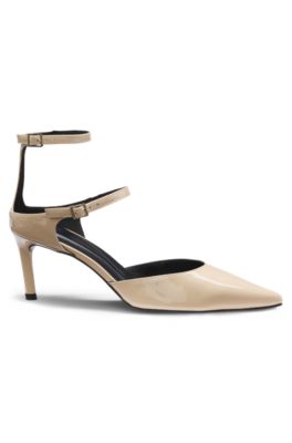Strap-detail pumps in patent leather, Light Yellow