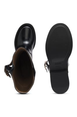 Botas altas en piel cepillada, Negro