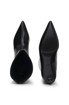 Botas de piel con tac&oacute;n de 3,5 cm, Negro
