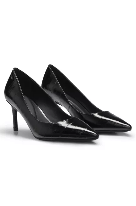 Textured-leather pumps with 7cm heel