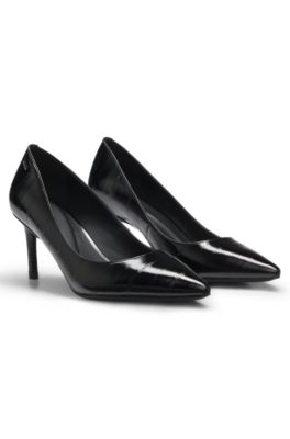 Zapatos de tac&oacute;n en piel texturizada con tac&oacute;n de 7&nbsp;cm, Negro