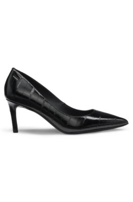 Zapatos de tac&oacute;n en piel texturizada con tac&oacute;n de 7&nbsp;cm, Negro