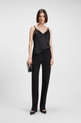 Zapatos de tac&oacute;n de sat&eacute;n con cristales y tac&oacute;n de 7 cm, Negro