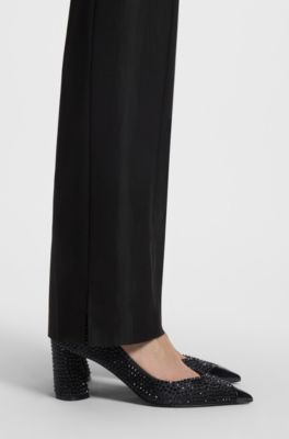 Zapatos de tac&oacute;n de sat&eacute;n con cristales y tac&oacute;n de 7 cm, Negro
