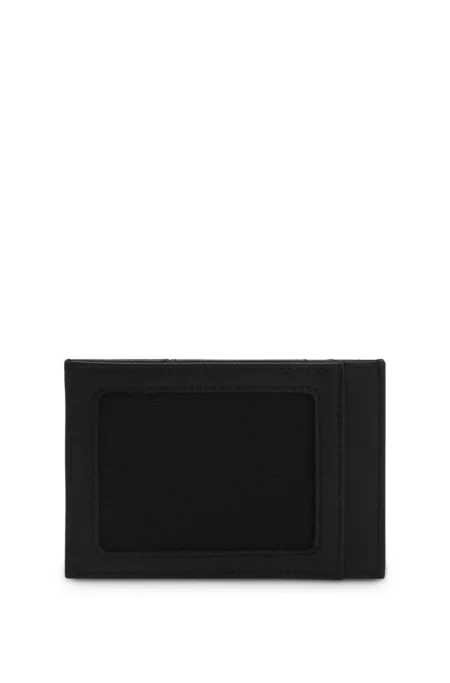 Logo-lettering card holder in leather