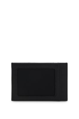 Logo-lettering card holder in leather, Black