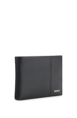 Logo-lettering wallet in leather, Black