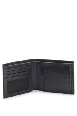 Logo-lettering wallet in leather, Black