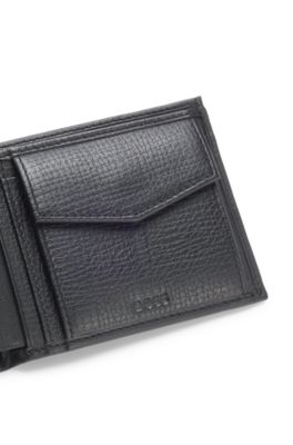 Cartera de piel con letras de logo, Negro