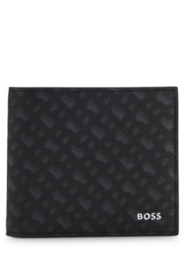 Monogram wallet with foil-embossed logo, Black