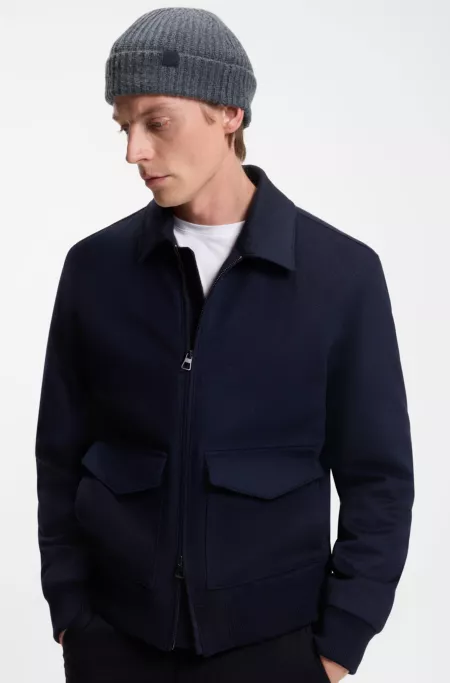 BECKHAM x BOSS beanie hat in virgin wool and cashmere