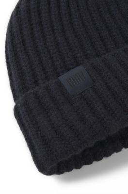 BECKHAM x BOSS beanie hat in virgin wool and cashmere, Dark Blue