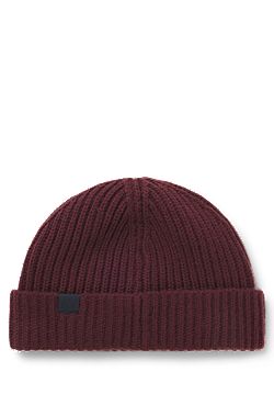 Gorro BECKHAM x BOSS de punto de canalé en mezcla de lana virgen y cashmere