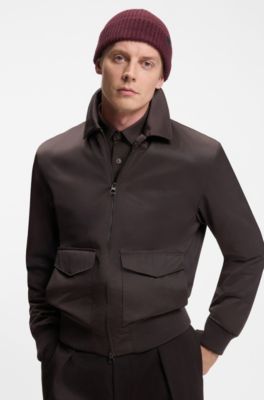 Gorro BECKHAM&nbsp;x&nbsp;BOSS de punto de canal&eacute; en mezcla de lana virgen y cashmere, Rojo oscuro