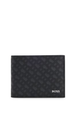 Monogram wallet with foil-embossed logo, Black